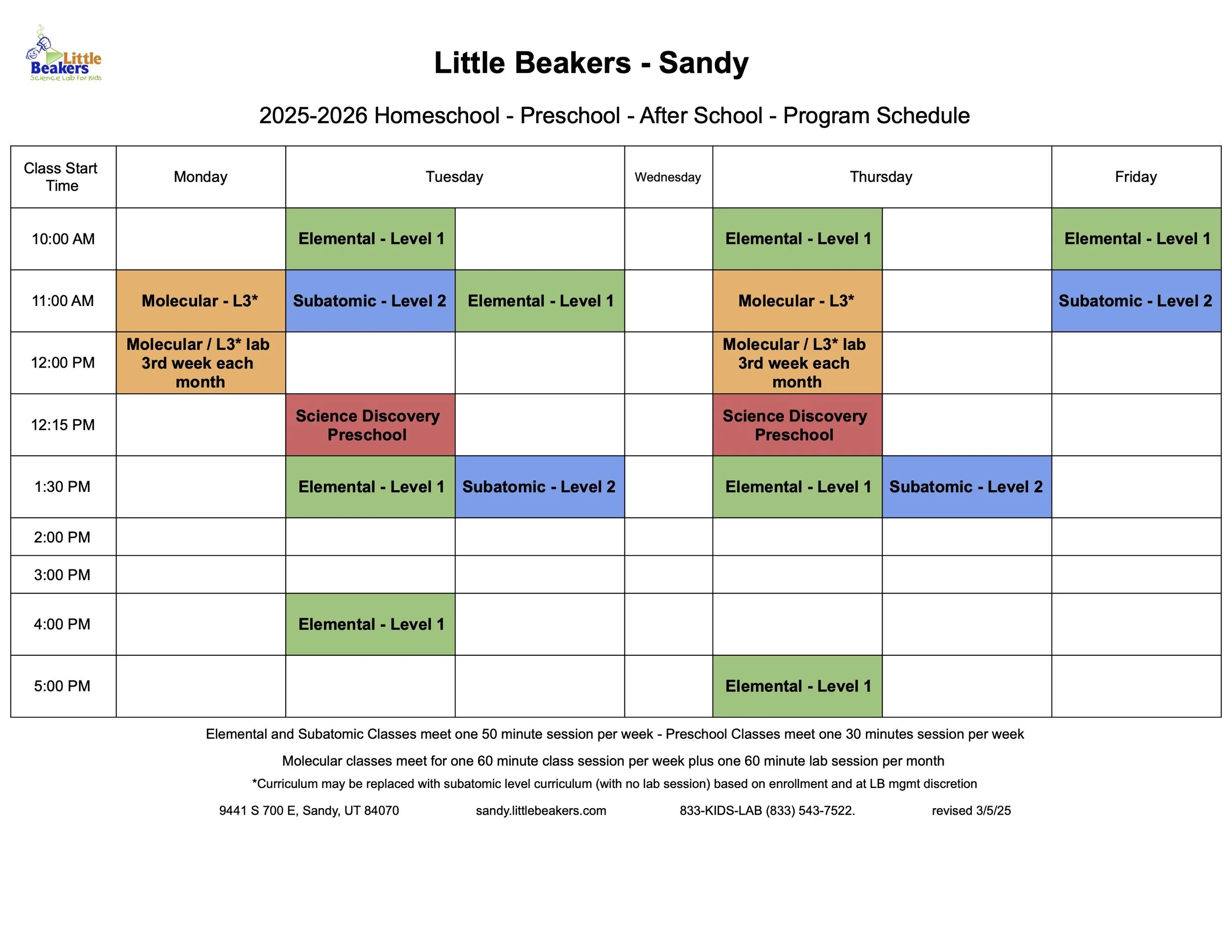 25 26 Sandy Homeschool Program+Schedule Sheet1 2